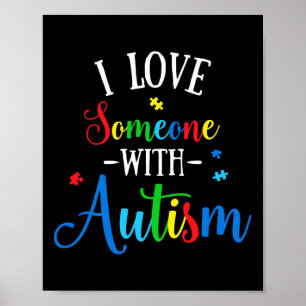 Póster Amo A Alguien Con Autismo Concienciación Hombres M
