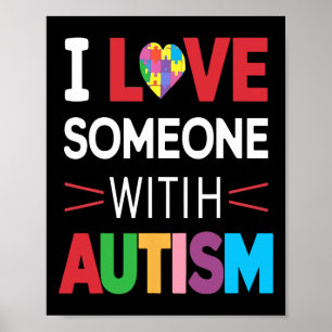 Póster Amo A Alguien Con Autismo Concienciación Hombres M
