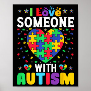 Póster Amo A Alguien Con Autismo Concienciación Hombres M