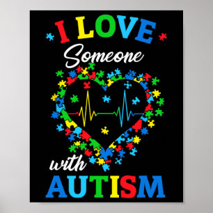 Póster Amo A Alguien Con Autismo Concienciación Hombres M