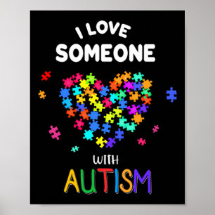 Póster Amo A Alguien Con Autismo Tee Autism Habla Conscie