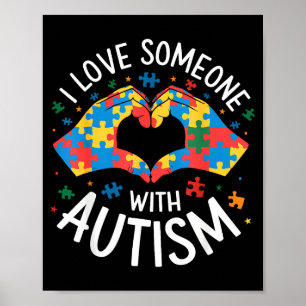 Póster Amo a alguien con conciencia del autismo mujeres a