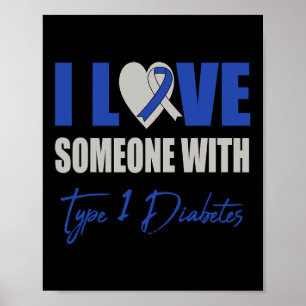 Póster Amo A Alguien Con Diabetes Tipo 1 Conciencia Azul