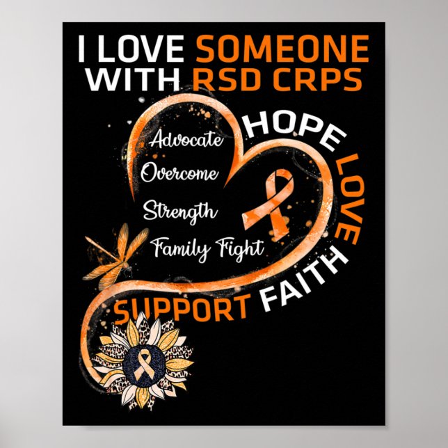 Póster Amo a alguien con RSD CRPS Conciencia Dragonfly S (Frente)