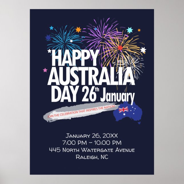 Póster "AMO A AUSTRALIA" Día de Australia 26 de enero (Frente)
