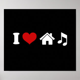 Póster Amo a House Music Black Poster | Baile Ibiza