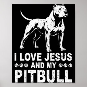 Póster Amo a Jesús y a mi Pitbull 
