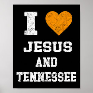 Póster Amo A Jesús Y A Tennessee Naranja De Camisas Coraz