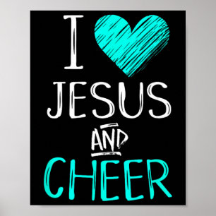 Póster Amo a Jesús y animar Porristas cristianas Deporte