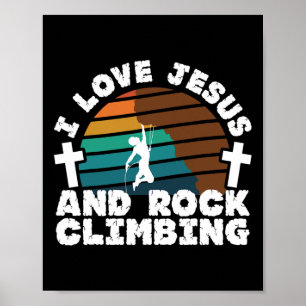 Póster Amo a Jesús y el Escalado en Roca Fe Cristiana en