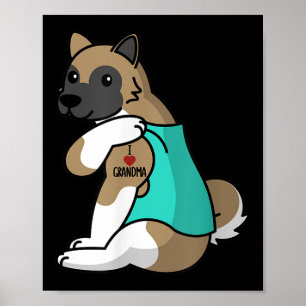 Póster Amo a la abuela Tattoo Akita Dog