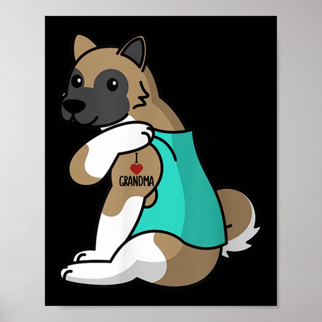 Póster Amo a la abuela Tattoo Akita Dog (Frente)