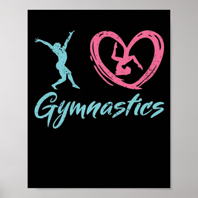 Póster Amo a las gimnastas de gimnasia el corazón de los  (Frente)