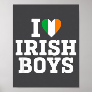 Póster Amo a los chicos irlandeses bandera de Irlanda cor