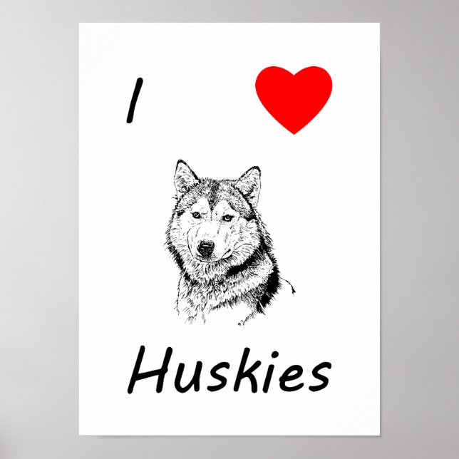 Póster Amo a los Huskies (Frente)