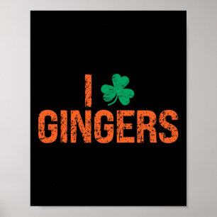 Póster Amo a los pelirrojos trébol de San Patricio
