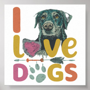 Póster Amo a los perros