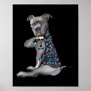Póster Amo A Mamá Funny Madres De Flores De Pitbull Tatto