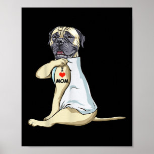 Póster Amo A Mamá Tattoo Inglés Mastiff Mamá Perro Lover 