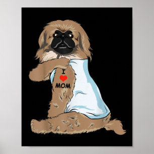 Póster Amo a mamá Tattoo Pekingese Mamá Perro Mujeres ama