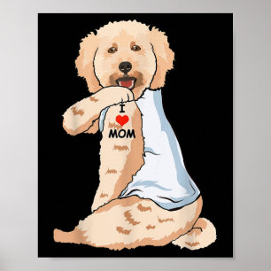 Póster Amo a mamá Tattoo Poodle Mamá Perro Mujeres amante