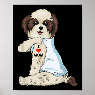 Póster Amo a Mamá Tattoo Shih Tzu Mamá Perro Mujeres Aman