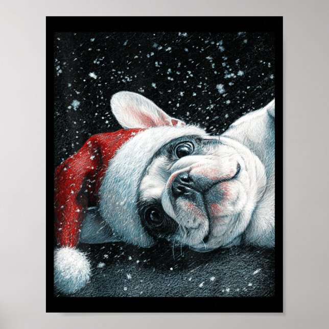 Póster Amo a mi bulldog francés Navidad Bonito  (Frente)
