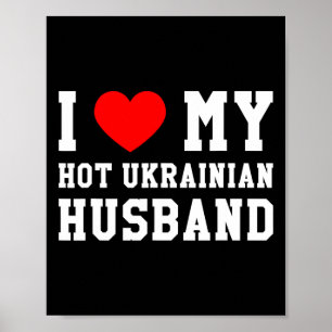 Póster Amo a mi caliente marido ucraniano corazón rojo