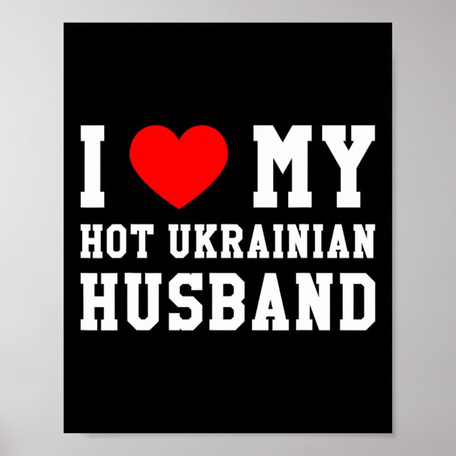 Póster Amo a mi caliente marido ucraniano corazón rojo (Frente)
