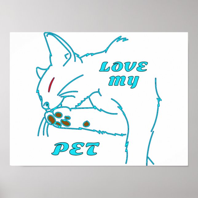 PÓSTER AMO A MI CUTE AQUA MASCOTA CAT (Frente)