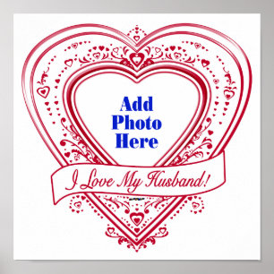 Póster ¡Amo A Mi Esposo! Corazones rojos de foto