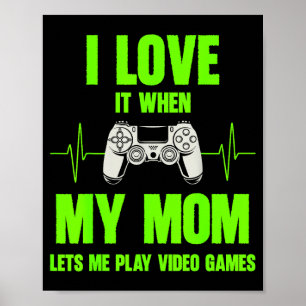 Póster Amo a mi mamá jugador de videojuegos adolescentes