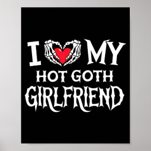 Póster Amo a mi novia gótica caliente Mano de esqueleto c