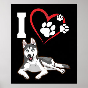 Póster Amo a mi perro husky siberiano Regalo de decorac