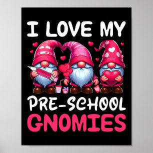Póster Amo a mis gnomos de preescolar Día de San Valentín
