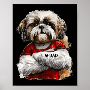 Póster Amo a papá Tattoo Shih Tzu Dad Funny Fathers Day