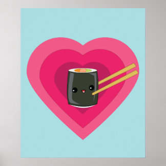 Póster Amo a Sushi Kawaii Sushi Roll poster