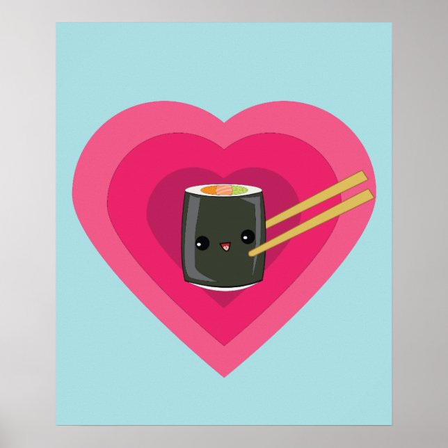 Póster Amo a Sushi Kawaii Sushi Roll poster (Frente)