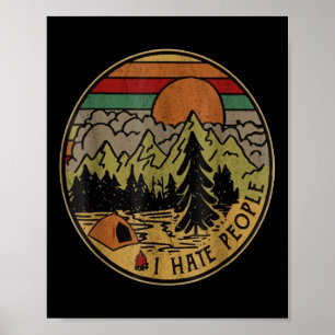 Póster Amo Acampar Odio a la Gente al Aire Libre Divertid