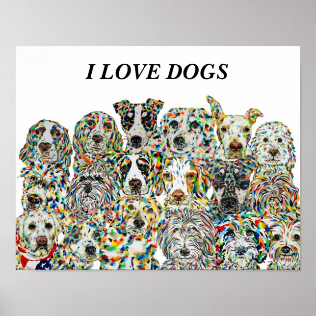 Póster Amo al Poster de perros (Frente)
