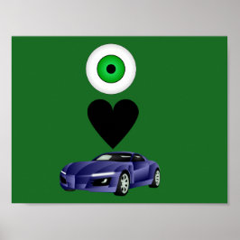 Póster Amo al poster del niño de los coches