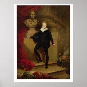 Póster Amo Betty como Hamlet ante un busto de Shakespear