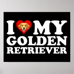 Póster Amo (Corazón) a mi Golden Retriever