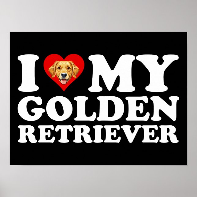 Póster Amo (Corazón) a mi Golden Retriever (Frente)