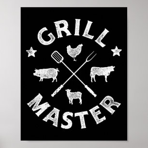 Póster Amo del asador chistoso cerdo Bbq barbacoa parrill