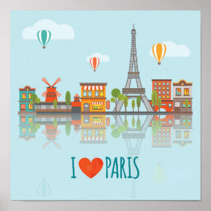 Póster Amo diseño del paisaje urbano de París el  