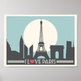 Póster Amo el afiche de Paris Vintage
