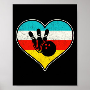 Póster Amo el Bowling (corazón)