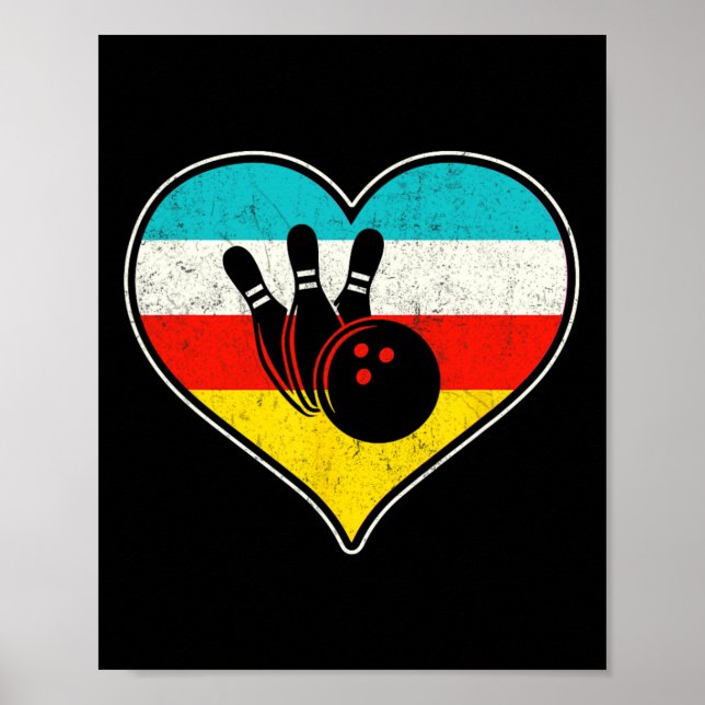 Póster Amo el Bowling (corazón) (Frente)