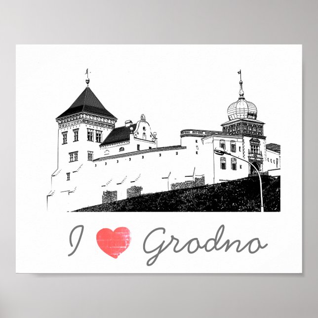 Póster Amo el Castillo de Arquitectura de Bielorrusia Gro (Frente)